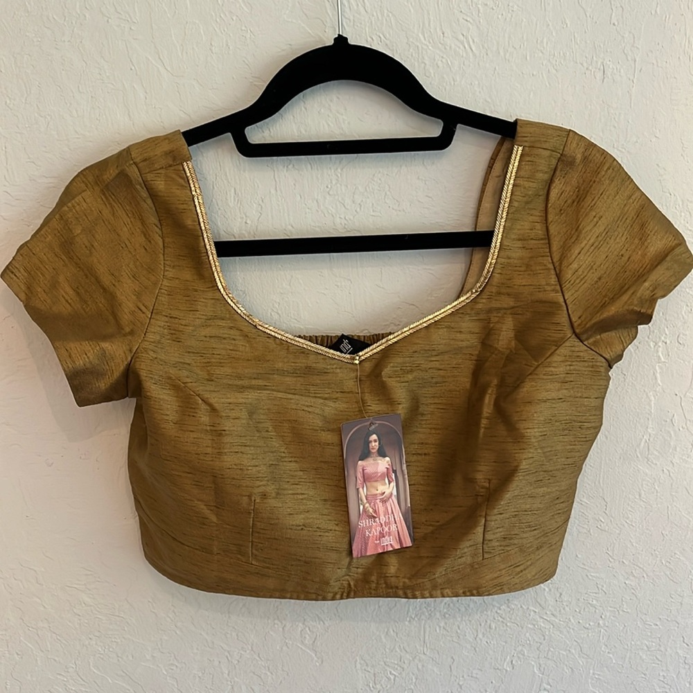 Gold Smocked Crop Top